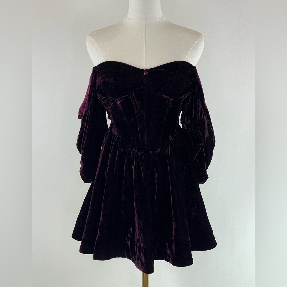 Bardot Velour Corset Mini Dress, S - Picture 2 of 10
